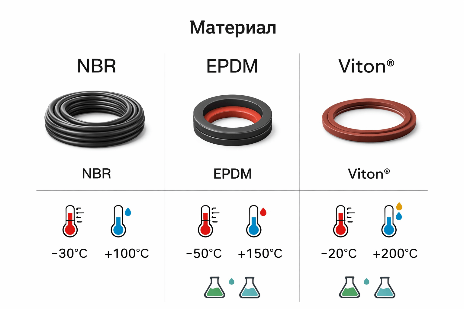 NBR, EPDM или Viton: какой материал выбрать для уплотнения